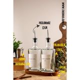 500ML Ahşap Stantlı Zeytinyağı ve Ayçiçek Yağı Seti - Seçenek 1