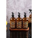 500ML Amber Renkli Cam Vintage Ahşap Stantlı Yağdanlık Seti, Zeytinyağı, Ayçiçek Yağı, Sirke - Seçenek 1