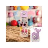 500ML Pipetli Matara, Lila Renk ve Kedi Desenli