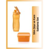 500ML Slim Şişe, 500ML Kare Saklama Kabı Set