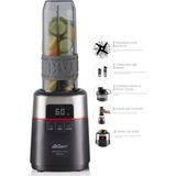 500W Kişisel Smoothie Blender Seti, 570ML ve 400ML Şişe, Şık Siyah Tasarım - Ahşap