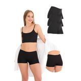 501 Lazer Kesim 3'lü Kadın Boxer Külot, V4- Siyah, S