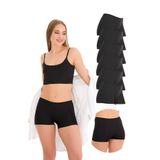 501 LAZER KESİM 6'LI KADIN BOXER KÜLOT, V4- Siyah x6, S