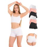 501 LAZER KESİM 6'LI KADIN BOXER KÜLOT, V6- SİYAH x2, BEYAZ x2, KAPUÇİNO x2, M