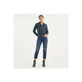 501 Pamuklu Yüksek Bel Straight Fit Kısa Paça Jeans KOT PANTOLON-yırtık detaylı -0290