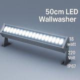 50CM 18W LED Wallwasher Beyaz 6500K | Dış Cephe, Minare, Bahçe Aydınlatma | Iç-Dış Kullanım IP65 - 6500K - Beyaz Işık