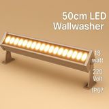 50CM 18W LED Wallwasher Günışığı 3000K | Dış Cephe, Minare, Bahçe Aydınlatma | Iç-Dış Kullanım IP65 - 3000K - Günışığı