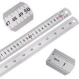 50CM ( 20 Inch ) - Çift Taraflı Paslanmaz Çelik Metal Cetvel - Kalınlık 1mm - Gri - 1 Adet