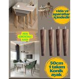 50CM 4lük Masa Sehpa Ayağı Meşe Görünümlü - METAL APARAT - AÇILI APARAT