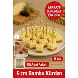 50’li Kahve Kalpli 9 cm Doğal Bambu Kürdan • Kanepe Kokteyl Sunum Servis Kürdanı Parti Kürdanı
