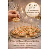 50’Li Kahve Kalpli 9 Cm Doğal Bambu Kürdan