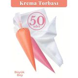 50'Li Kullan At Krema Torbası Büyük Boy 35,5X25 Cm Cupcake, Pasta Ve Ekler Süsleme İçin