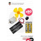 50'Li Paket Deney Seti (Motor, Pervane, Anahtar, Pil Yuvası, Pil Ve Kablo) - Okul Ve Sınıflar İçin Meb Uyumlu