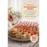 50’li Paket I 12 cm Düğümlü Kırmızı Bambu Kürdan Kokteyl Kürdan Sunum Çubuğu Aperatif Kürdan KLNT-KP-KRD-032_