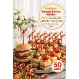 50’Li Paket İ 12 Cm Düğümlü Kırmızı Bambu Kürdan Kokteyl Kürdan Sunum Çubuğu Aperatif Kürdan