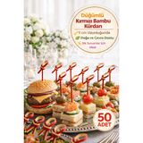 50’Li Paket İ 9 Cm Düğümlü Kırmızı Bambu Kürdan Kokteyl Kürdan Sunum Çubuğu Aperatif Kürdan