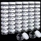 50'Li Paket Kozmetik Kapları, 5 Gram Şeffaf Yuvarlak Tencere Kavanozu Plastik Numune Kapağı, Kapaklı, Göz Farı Boncuk Küpe Sıvı Losyon Makyaj Depolama Için, Şeffaf, 50 Count (Pack Of 1)