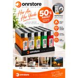 50’Li Paket Manyetolu Gaz Dolumlu Çakmak Renkli Şeffaf Gövde Ekonomik Set