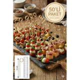 50’li Pkt 12 cm Dekoratif Yuvarlak Bambu Kürdan - Kokteyl Kürdanı Parti Sunum Kürdan Seti