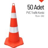 50'li Pvc Trafik Konisi Seti 75 cm Eko Trafik Dubası