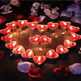 50'li Romantik Kalpli Kırmızı Tealight Mum Seti - Açık Gri - Seçenek 1