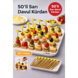50’li Sarı Davul Kürdan 12 cm – Parti, Sunum, Kanape, Kokteyl ve Peynir Tabağı İçin Dekoratif Kürdan KLNT-KP-KRD-052_PK
