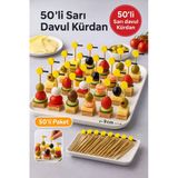 50’Li Sarı Davul Kürdan 12 Cm – Parti, Sunum, Kanape, Kokteyl Ve Peynir Tabağı İçin Dekoratif Kürdan Vitrin