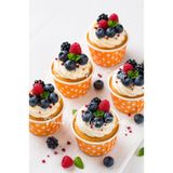 50'li Turuncu Puantiyeli Muffin Kek Kalıbı, Kek Kapsülü Cupcake Kalıbı, Airfryer Uyumlu