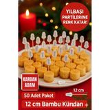 50’li Yılbaşı Kardan Adam Figürlü 12 cm Bambu Kürdan – Pasta Cupcake Süsleme Çubuğu Seti