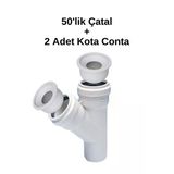 50'lik Y Çatal Pvc Pimaş Boru (Kalınlığı 3.2) Atık Su Dublex Pvc Boru 50 mm + 2 Adet Adaptör Conta