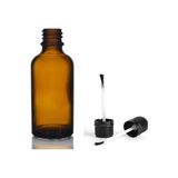 50ML Kahverengi Cam Şişe Fırça Kapaklı, 12 Adet, Ecza Şişesi, Kozmetik Şişe, Yapıştırıcı Şişesi, Yağ Şişesi