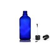 50ML Mavi Cam Şişe Fırça Kapaklı, 12 Adet, Ecza Şişesi, Kozmetik Şişe, Yapıştırıcı Şişesi, Yağ Şişesi