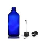 50ML Mavi Cam Şişe Fırça Kapaklı, 24 Adet, Ecza Şişesi, Kozmetik Şişe, Yapıştırıcı Şişesi, Yağ Şişesi