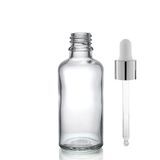 50Ml Şeffaf Cam Damlalıklı, 12 Adet, Gümüş Kapak Beyaz Emzik, Ecza Şişesi, Damlalıklı Şişe, Propolis Şişesi, Damlatmalı Şişe, Saç Se