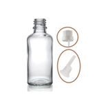 50ml şeffaf cam içten damlalıklı şişe beyaz kapak, 24 adet, damlalıklı şişe, damlatmalı şişe