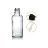 50ml şeffaf cam içten damlalıklı şişe siyah kapak, 24 adet, damlalıklı şişe, damlatmalı şişe