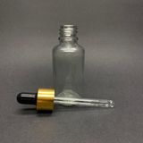 50ML Şeffaf, Cam Şişe, 12 Adet, Cam Damlalıklı, Ecza Şişesi, Propolis Şişesi, Gold Kapak Siyah Emzik