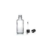 50Ml Şeffaf Cam Şişe Fırça Kapaklı, 24 Adet, Ecza Şişesi, Kozmetik Şişe, Yapıştırıcı Şişesi, Yağ Şiş