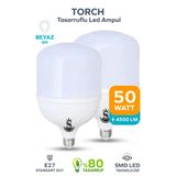50W Tasarruflu E27 Beyaz Işık Torch LED Ampul - 2 Adet