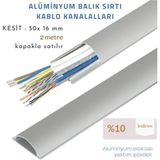 50X16 Aluminyum Balık Sırtı Kablo Kanalı - Yapışkanbantlı - Gümüş