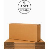 50x18x28cm 5 ADET Çift Oluklu Kalın Karton Koli Kutu (Ev Taşıma-Kargo-Taşınma-Çeyiz)