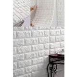 50x50 Cm 0,27 M² Kendinden Yapışkanlı Duvar Kağıdı Esnek Köpük Paneli 3d Boyutlu Tuğla Desen Beyaz