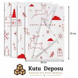 50x70 cm Beyaz Happy New Year Desenli Pelur Kağıt (1 KG)