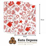 50x70 cm Beyaz I Love You Desenli Pelur Kağıt (1KG)