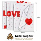 50x70 cm Beyaz Kalp Desenli Pelur Kağıt (1KG)