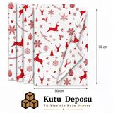 50x70 cm Beyaz Yeni Yıl Desenli Pelur Kağıt (1KG)