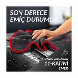 50x70 cm Mikrofiber Oto Araba Yıkama Kurulama Havlusu, Orta Boy Çift Katlı Araç Kurutma ve Torpido Silme Bezi (Kırmızı-Gri)