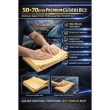 50X70 cm Premium Güderi Bez – Çizilmez, Süper Emici, Profesyonel Oto ve Ev Temizlik Bezi - Sarı