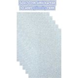 50X70 cm Simli Karton 10 Adet Gümüş Renk Tek Ebat 280 gr Tabaka Kağıtlar B5 - standart