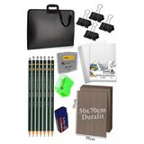 50X70 Resim Çantası Seti 1 Paket Fatih Karakalem 50X70 Proje Çantası Duralit Resim Kağıdı Dereceli Resim Kağıdı Hamur Silgi